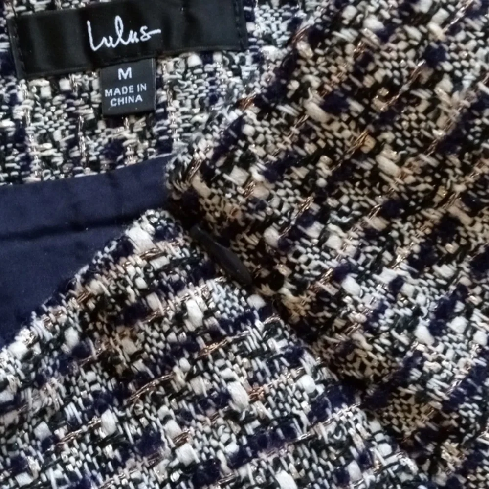 Lulu's Cute Credentials black tweed miniskirt